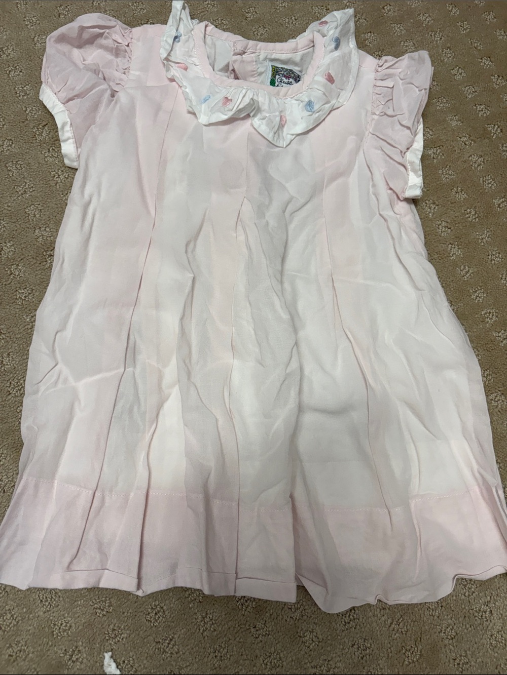 Girls' Pink Ruffle-Collar Dress